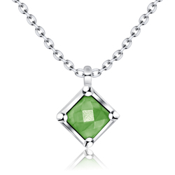 Green Turquoise Box Silver Necklace SPE-2256
