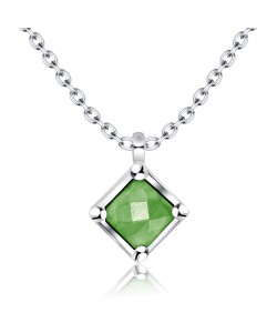 Green Turquoise Box Silver Necklace SPE-2256