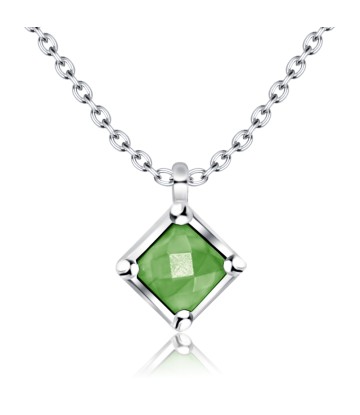 Green Turquoise Box Silver Necklace SPE-2256