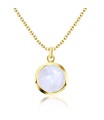 Round Rose Quartz Silver Necklace SPE-2259