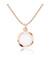 Round Rose Quartz Silver Necklace SPE-2259