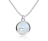 Ornamantal Style White Moonstone Silver Necklace SPE-2261