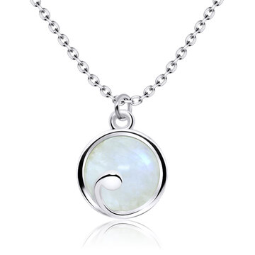 Ornamantal Style White Moonstone Silver Necklace SPE-2261