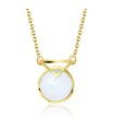 Round Moonstone and Triangle Silver Necklace SPE-2263