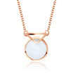 Round Moonstone and Triangle Silver Necklace SPE-2263