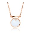 Round Moonstone and Triangle Silver Necklace SPE-2263