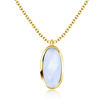 Oval Blue Chalcedony Silver Necklace SPE-2264