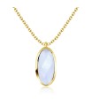 Oval Blue Chalcedony Silver Necklace SPE-2264