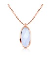 Oval Blue Chalcedony Silver Necklace SPE-2264