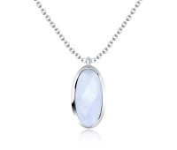Oval Blue Chalcedony Silver Necklace SPE-2264