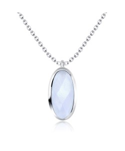 Oval Blue Chalcedony Silver Necklace SPE-2264