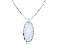 Oval Blue Chalcedony Silver Necklace SPE-2265