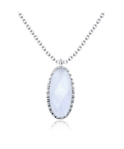 Oval Blue Chalcedony Silver Necklace SPE-2265