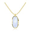 Oval Blue Chalcedony Silver Necklace SPE-2266