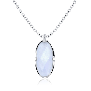 Oval Blue Chalcedony Silver Necklace SPE-2266