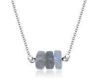Simple Styled Labradorites Silver Necklace SPE-2304