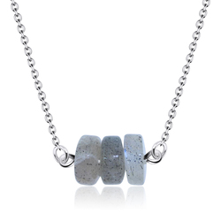 Simple Styled Labradorites Silver Necklace SPE-2304