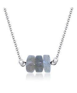 Simple Styled Labradorites Silver Necklace SPE-2304