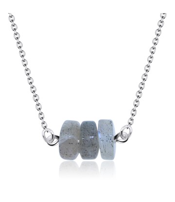 Simple Styled Labradorites Silver Necklace SPE-2304