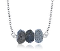 Lovely Styled Labradorites Silver Necklace SPE-2305