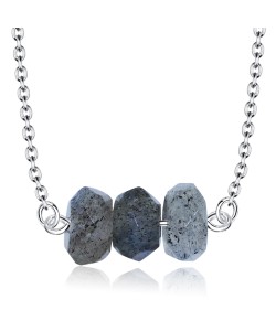 Lovely Styled Labradorites Silver Necklace SPE-2305