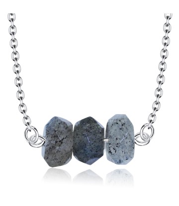 Lovely Styled Labradorites Silver Necklace SPE-2305