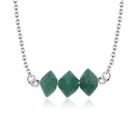 Diamond Shaped Aventurines Silver Necklace SPE-2306