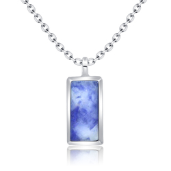 Blue Point Stone Necklace Silver SPE-2308