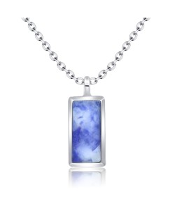 Blue Point Stone Necklace Silver SPE-2308