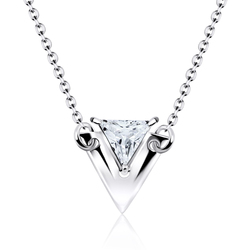 V Shaped and CZ Stone Silver Necklace SPE-2310