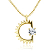 C Shaped with Crystal CZ Silver Necklace SPE-2311