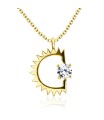 C Shaped with Crystal CZ Silver Necklace SPE-2311