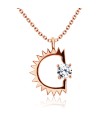 C Shaped with Crystal CZ Silver Necklace SPE-2311