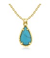 Blue Turquoise Water Drop Shaped Silver Necklace SPE-2447