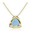 Triangle Aquamarine and Crystal CZ Silver Necklace SPE-2450