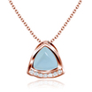 Triangle Aquamarine and Crystal CZ Silver Necklace SPE-2450