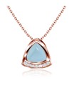 Triangle Aquamarine and Crystal CZ Silver Necklace SPE-2450