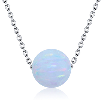 White Opal Necklace Silver SPE-2452