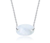 Oval Shaped Shell Silver Necklace SPE-2455