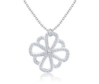 Floral CZ Stones Silver Necklace SPE-2460