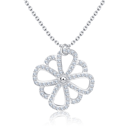Floral CZ Stones Silver Necklace SPE-2460