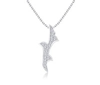Curvy Styled Crystal CZs Silver Necklace SPE-2461