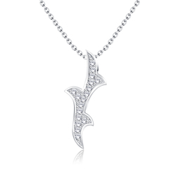 Curvy Styled Crystal CZs Silver Necklace SPE-2461