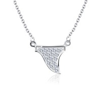 Modern Styled Crystal CZs Silver Necklace SPE-2462
