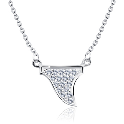 Modern Styled Crystal CZs Silver Necklace SPE-2462