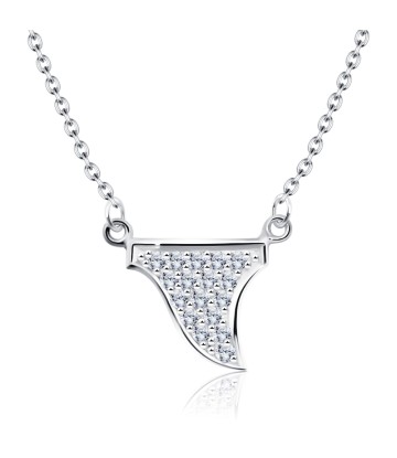 Modern Styled Crystal CZs Silver Necklace SPE-2462