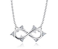 Infinity Shaped Crystal CZs Silver Necklace SPE-2463