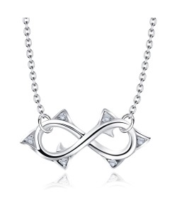 Infinity Shaped Crystal CZs Silver Necklace SPE-2463