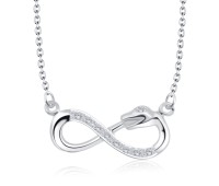 Infinity and Snake Crystal CZs Silver Necklace SPE-2464