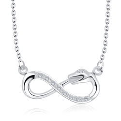 Infinity and Snake Crystal CZs Silver Necklace SPE-2464